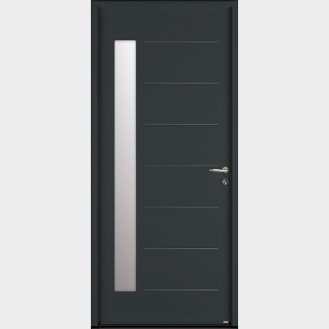 porte d'entrée acier CAPPADOCE acier gris de style contemporain BATIMAN