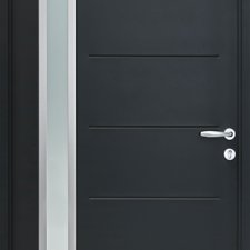 Porte d'entrée vitrée ANANKE acier gris de style contemporain BATIMAN