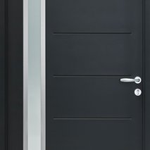 Porte d'entree vitrée ANANKE acier gris de style contemporain BATIMAN